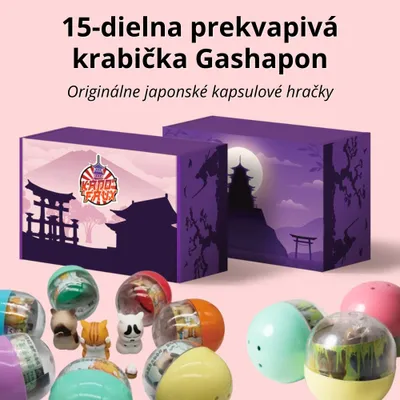 Obrázok produktu pre 15-dielna minisada zberateľských hračiek z Japonska - krabica s hračkami a figúrkami v štýle anime, zvieratkami a miniatúrami