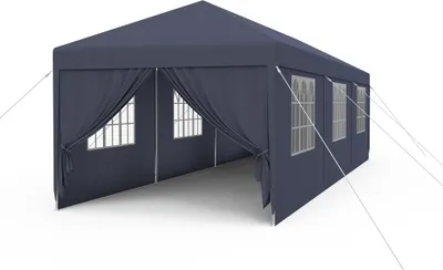 Produktbild von Pavillon 3x9m Gartenpavillon Zelt Wasserdicht Stabil mit 4 Seitenteilen & Fenstern & Feste Bodennägel Partyzelt Winterfest UV-Schutz, Anthrazit CEEDIR
