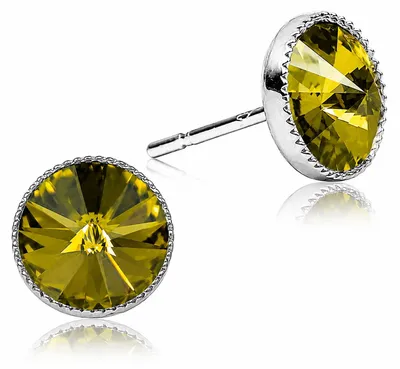 Produktbild von LUISIA® Solitär Ohrstecker "Joy" mit Kristallen von Swarovski® | Olivgrün