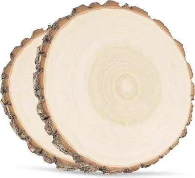 Produktbild von Grosse unbehauenen Holzschijven für Basteln - 20-22 cm Durchmesser - natürliches Paulownienholz - Bastelprojekte - Weihnachts- und Hochzeitsdekoration - 2 Stück
