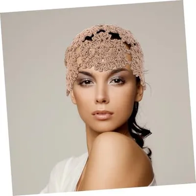 Produktbild von Leichte Häkelmütze für Damen aus Baumwolle in Khaki