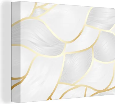 Produktbild von MuchoWow® - Leinwandbilder - Abstraktes Muster mit goldenen Linien, Wandbild, Wanddeko Bilder Wohnzimmer, 40x30cm