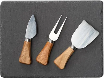Produktbild von Zeller Käse-Servierset, Edelstahl/Holz/Stein, 24x18 cm, schwarz