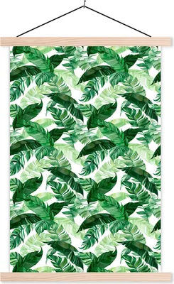 Produktbild von MuchoWow® Textilposter Blumen - Grün - Blätter 40x60 cm mit holzfarbenen Rahmen - Poster
