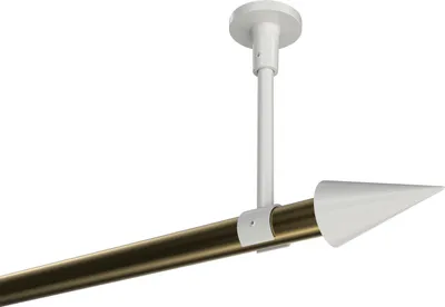 Produktbild von Interdeco Gardinenstange / Vorhangstange Messing Antik / Weiß, Typ Sonette Savio (Kegel) ohne Ringe, Deckenmontage, 20 mm Ø 1-läufig, 600 cm