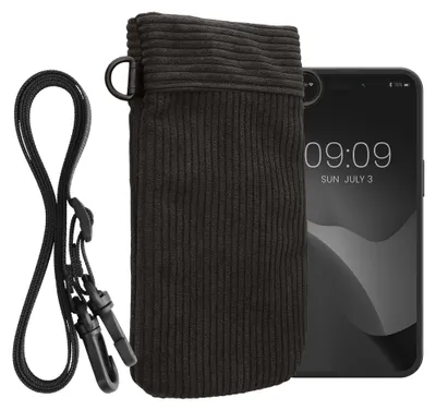 Produktbild von kwmobile Necklace Case für XXL - 7" Handyhülle - Cord Hülle mit Band - Handytasche - 17,8 x 8,5 cm Innenmaße - Schutzhülle in Dunkelgrau