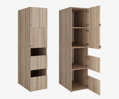 Produktbild von Hochschrank Badschrank Beatrice 187 x 45 x 65 cm Wäscheschrank Badregal Schrank für das Badezimmer Eiche Sonoma