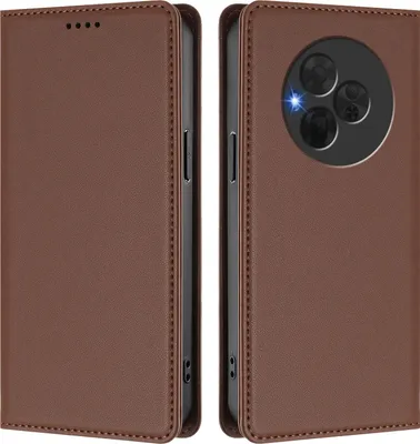 Image de Etui en cuir pour TCL NxtPaper 60 Ultra, étui magnétique en cuirPolyuréthaneavec support Marron