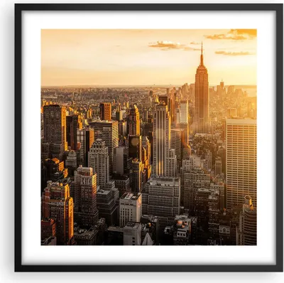 Produktbild von Gerahmtes Poster - Schwarzer Rahmen - New York Wolkenkratzer Manhattan - 50x50 cm - Wand Bild - Wanddeko - Wandbilder - Wandposter - Bilderrahmen - Bilder - Kunstdruck - Wandbild - P2BAC50x50-2672