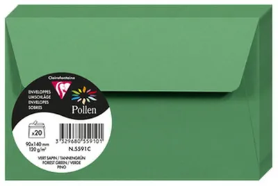 Produktbild von Clairefontaine 5591C, Grün, 120 g/m², 140 mm, 90 mm, Forest Stewardship Council (FSC), Frankreich