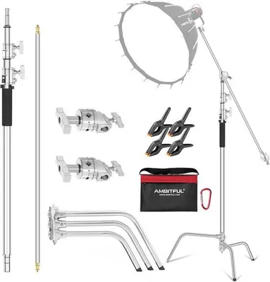 Produktbild von AMBITFUL Edelstahl-C-Stativ, robust, mit Auslegerarm