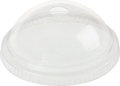 Produktbild von 50x  Domdeckel mit Loch zu Becher 200+250 ml Ø 76mm -Kunststoff (PLA)