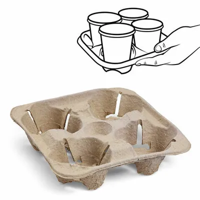 Produktbild von 60x Getränkehalter Tragetablett Becherhalter 4 Becher Coffee to Go 21x21cm