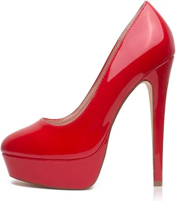 Productafbeelding van Damespumps met plateauzool en stiletto-hak van 14 cm, rood, maat 40 EU
