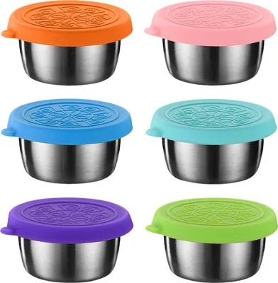 Produktbild von 6 Stück Salatdressingbehälter Saucenbecher Lebensmittelqualität BPA-frei Wiederverwendbare auslaufsichere kleine Gewürzbehälter