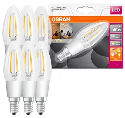 Produktbild von Osram E14 5W 6PACK LED-Kerze, Sockel E14, 5 Watt, Warmweiß, 2700 K, dimmbar