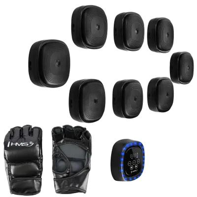 Image de Cible de boxe modulaire électronique HMS TB05 avec LED, Bluetooth et gants (machine de boxe avec musique), Image générée par une IA