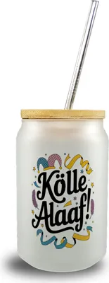 Produktbild von Kölle Alaaf Trinkglas mit Bambusdeckel - Karneval in Köln