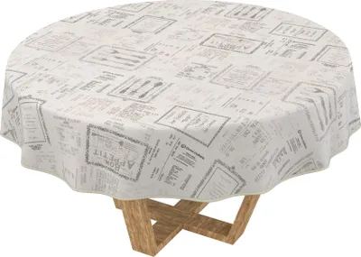 Produktbild von Tischdecke 3.0 Zeitlos Vintage Grau Rund 100cm Band Wachstuch abwaschbar