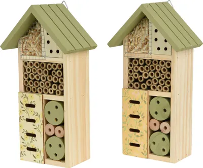 Produktbild von Insektenhotel 26x13,5cm Holz Gartendeko 1 Stück sortiert