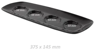 Produktbild von Porzellan Servierträger 38 cm schwarz mit 4 Mulden Holst Porzellan/Germany