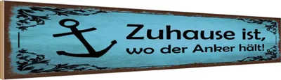 Produktbild von vianmo Holzschild 10x46 cm Zuhause ist wo der Anker hält