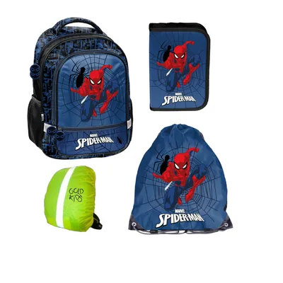Produktbild von Goldkids - Schulranzen für Jungen, 4er-Set - Schul-Rucksack für Kinder mit Federmäppchen - Schuhbeutel - Spiderman 1-3 Klasse Marvel