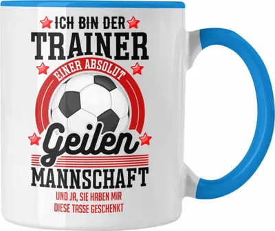 Produktbild von Trendation - Bester Fussballtrainer Geschenk Tasse Danke Fußball Coach Geschenkidee Geburtstag Weihnachten (Blau)