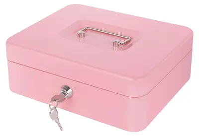 Obrázek produktu pro Ocelová pokladnička Rosa s zámkem a přihrádkou na mince, přenosná, rozměry 25x20x9 cm