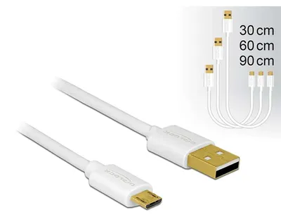 Zdjęcie produktu dla DeLOCK 83679, USB A, Micro-USB B, USB 2.0, Biały