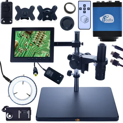 Immagine prodotto di Rosfix Microscopio Digitale Earth Pro MCEP-0.5X + Display da 8 Pollici + Supporto + Illuminazione LED Regolabile 56x + Fotocamera Draco Blue PRO