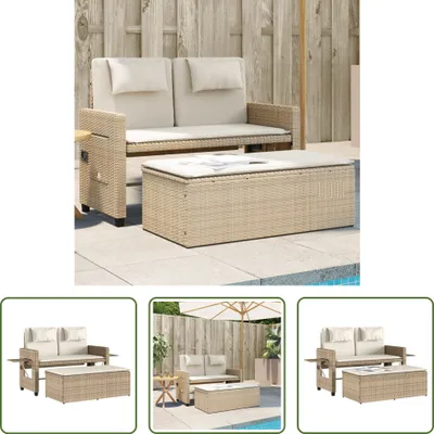 Obrázok produktu pre The Living Store Záhradná lavica nastaviteľná s vankúšom Béžová Poly Rattan