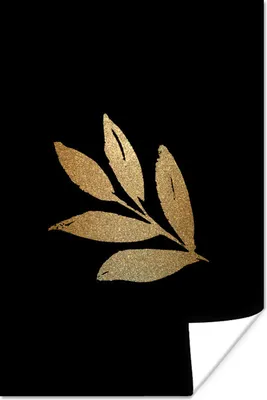 Produktbild von MuchoWow® Poster Blatt - Gold - Zweig 40x60 cm - Plakate für die Wand - Poster Babyzimmer