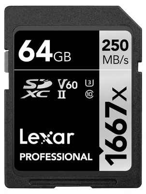 Image de Sdxc Pro Silver Uhs-ii 1667x 64gb V60 - Lexar