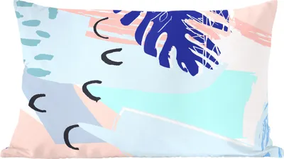 Produktbild von MuchoWow® Zierkissen Sofakissen Wohnzimmer Dekokissen 50x30 cm Sommer - Laub - Blau - Wohnzimmerdekoration - Polster mit Photo