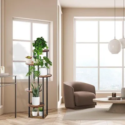 Immagine prodotto di Portavasi a 6 ripiani, 133 cm, in metallo e legno