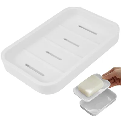 Immagine prodotto di Portasapone con scolapiatti in plastica ABS, bianco, a due strati