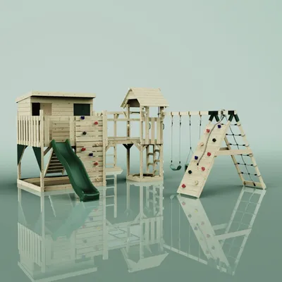 Produktbild von OutdoorToys Spielturm Malin aus Holz in Grün Babyschaukel