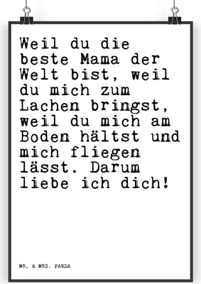 Produktbild von Mr. & Mrs. Panda Bild Weil du die beste... DIN A3 - Weiß - Geschenk, drucke, Plakat, Muttertag, Deko, Kunstdruck, Mama, Sprüche, wanddeko, Spruch, beste, Familie