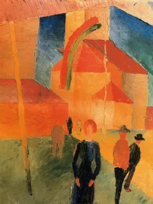 Zdjęcie produktu dla August Macke Art Print Obraz - Kościół z flagą, 1914 (80 x 60 cm)