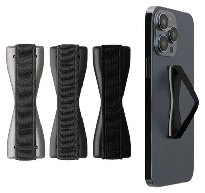 Produktbild von kwmobile Smartphone Fingerhalter 3 Set - Handy Halter Griff Halterung Einhandbedienung - 3x Handyhalter in Schwarz Grau Dunkelgrau