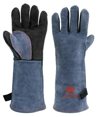 Produktbild von Schweißerhandschuhe - Lange Arbeitshandschuhe 40,6 cm - Rindspaltleder - Hitzebeständig -  - Dick - Roségold