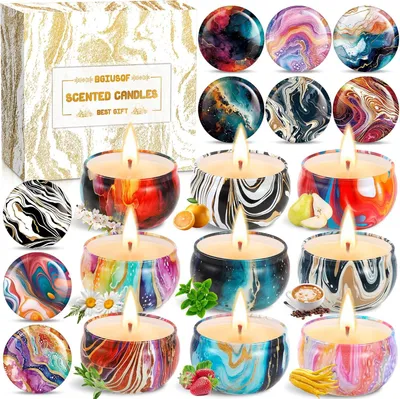 Immagine prodotto di Set di 9 candele profumate, set di candele profumate, set regalo di candele profumate per donna, regalo a tema candele, candela natalizia per la Festa della Mamma, Natale, compleanno, San Valentino