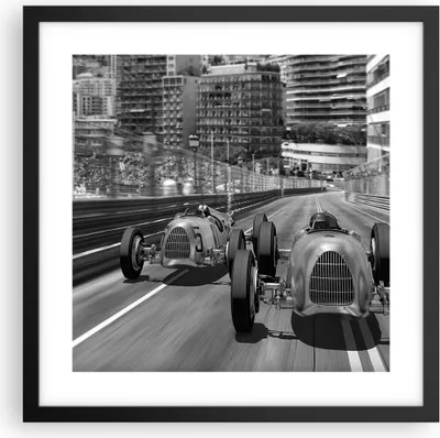 Produktbild von Gerahmtes Poster - Schwarzer Rahmen - Formel 1 Retro - 40x40 cm - Wand Bild - Wanddeko - Wandbilder - Kunstposter - Wandposter - Bilderrahmen - Bilder - Kunstdruck - Wanddekoration - P2BAC40x40-4843