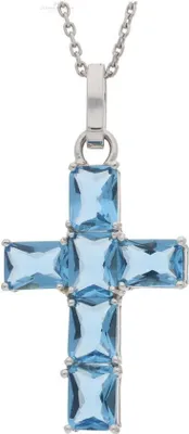 Produktbild von Kreuz Anhänger Silber 925 Zirkonia blau JL10-02-1989 JuwelmaLux
