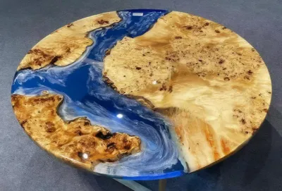 Produktbild von Stilvoller Epoxidharz Couchtisch Designer Wohnzimmer Rundtisch