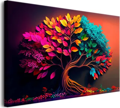 Produktbild von Moderne Leinwandbilder für das Schlafzimmer bunte Blätter Baum 80x120 cm