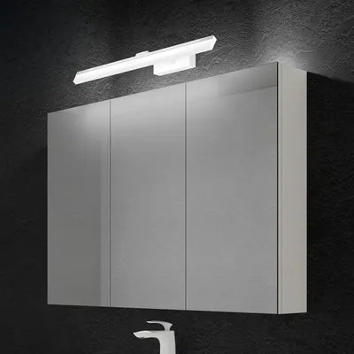 Immagine prodotto di doporro Armadietto a Specchio 100x15x70cm con Lampada da Specchio LED per Bagno 60cm, 14W 6000K, Specchiera Bagno Mobilettto da Parete Bianco con 3 Ante e Applique Specchio Bianco, Spiegelschrank 02
