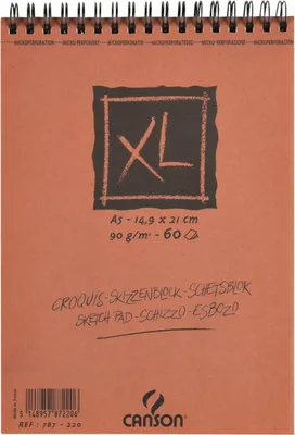 Image de Bloc à spirales XL Papier à croquis et à dessin A5 90g/qm Bloc de 60 feuilles Paquet de 4 pièces
