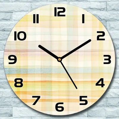 Produktbild von Wanduhr aus Glas Rund fi 30 Aquarell Kariert Quarz Deko Schlafzimmer Büro